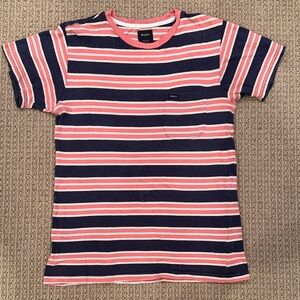 RVCA Striped Tee in Navy and Pink
